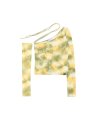Pin tuck one shoulder Top [Yellowish Green]