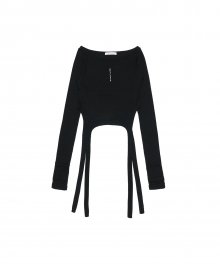 Boat neck garter hand warmer Top [Black]