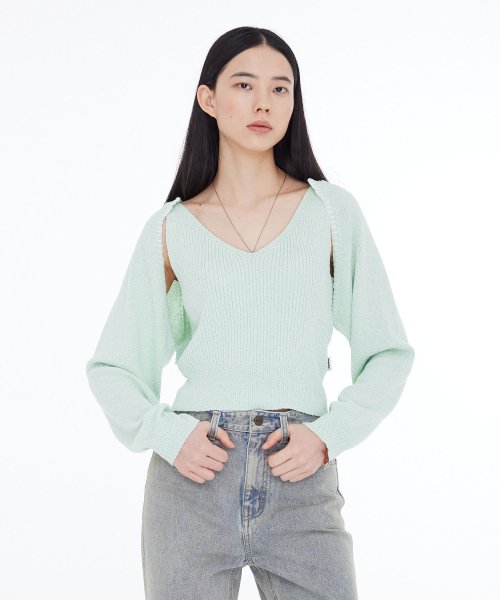 랭글러(wrangler) 우먼즈 크롭 볼레로 가디건 민트