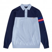 Color Block Polo Sweater_Navy (Men)