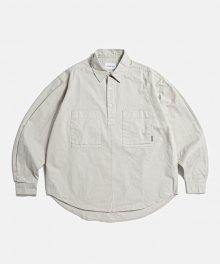 Pleated Pocket Pullover Work Shirts Bone