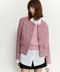 무디디(MUDIDI) Round neck tweed jacket 004 Pink