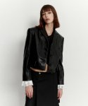 무디디(MUDIDI) Fake leather short jacket 003 Black