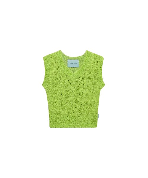 MUSINSA | INSTANTFUNK Cable Knit Cropped Vest - Green