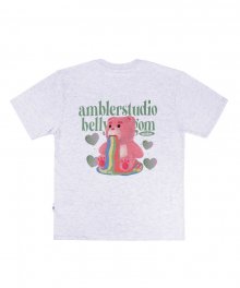 [벨리곰 콜라보] Heart Belly 남여공용 오버핏 반팔 티셔츠 BS203 (백멜란지)