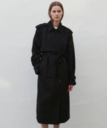 FLAP CLASSIC DOUBLE TRENCH COAT_BLACK