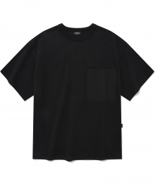 우븐 믹스 티셔츠 블랙