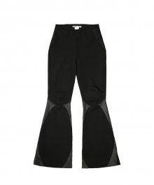 Unbalanced Waist Bootcut Trousers / Black
