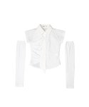 오호스(OJOS) Cap Sleeve Warmer Shirt / White