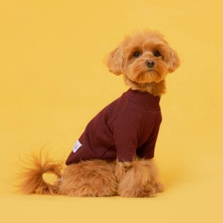 플로트(FLOT) 베이직 하프넥티셔츠 버건디 강아지옷