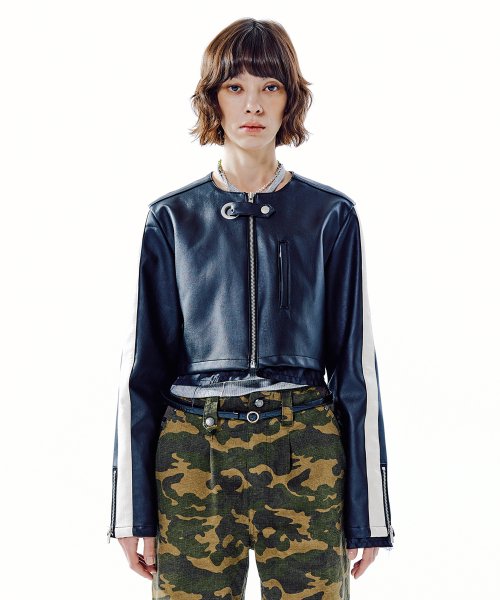 MUSINSA公式 | DEBBY UPPER KARINE FAUX LEATHER BIKER JACKET_BLACK
