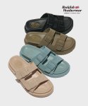 LEATHER TWO BAND SLIPPERS - 4color
