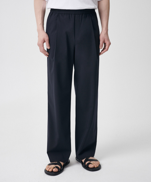 COOLTANDARD ONE TUCK широкий BANDING SLACKS тёмно-синий