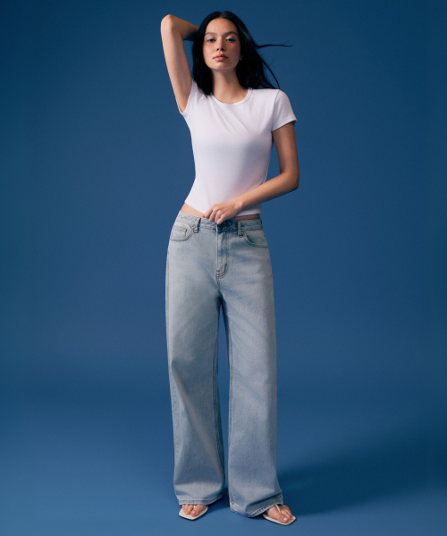 COOLTANDARD WOMENS широкий деним брюки лёгкий индиго