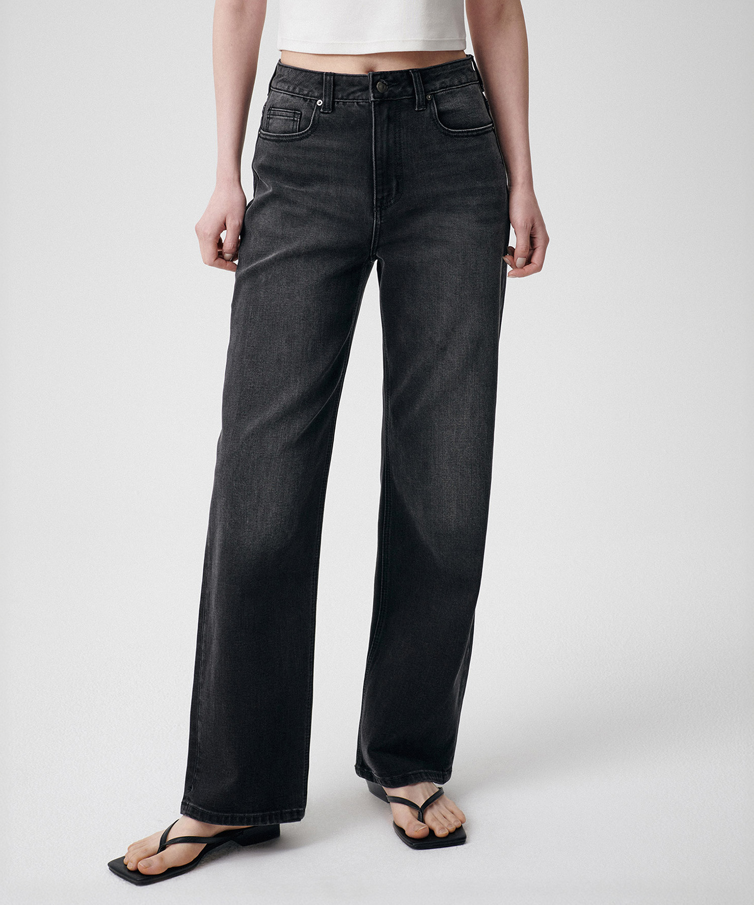 COOLTANDARD WOMENS прямой деним брюки WASHED чёрный