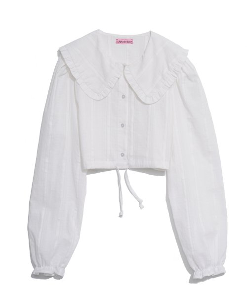 MUSINSA | HIGH SCHOOL DISCO RUFFLE COLLAR BLOUSE_WHITE