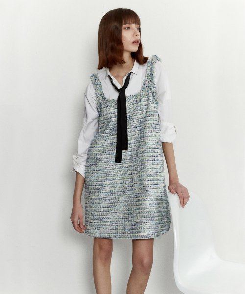 무디디(MUDIDI) Tweed sleeveless dress 002 Blue - 사이즈
