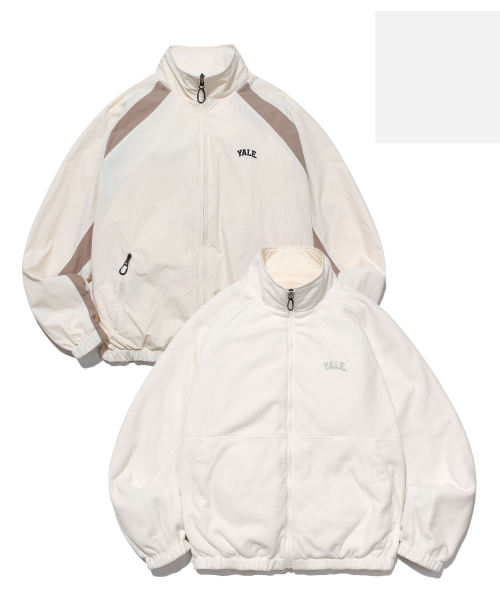 MUSINSA | YALE [YALE x DESCENTE] REVERSIBLE FLEECE TRACK JACKET IVORY