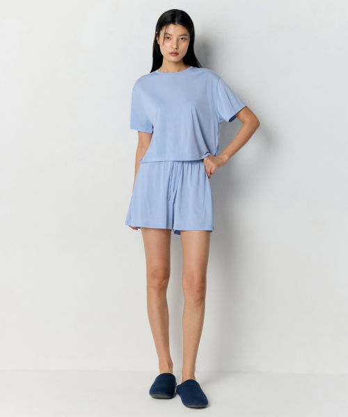 WOMENS MODAL HALF LOUNGE WEAR SET лёгкий синий