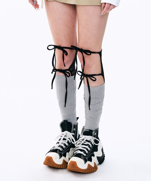 MUSINSA | ODDONEOUT New ribbon string lace socks_BLACK
