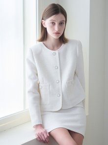 Tweed Stitch Jacket - Ivory