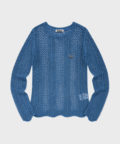 Вязаный летний кроше джемпер Blue