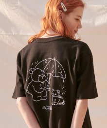 [16수] Rainy Day 오버핏 반팔 티셔츠 AS1017 (블랙)