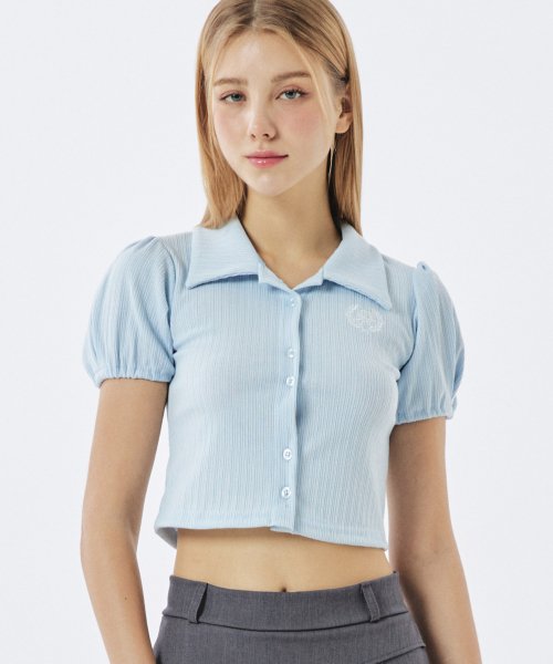 Кардиган с объёмным воротником Purin Blue