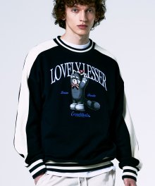 [UNISEX] COLOR POINT LOVELY LESSER PANDA SWEATSHIRT [OVER-FIT] NAVY