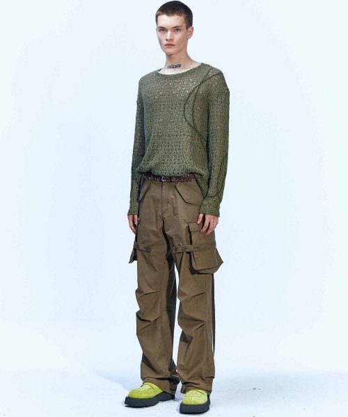 MUSINSA | ANDERSSON BELL Watton Net Crew Neck Sweater atb862m(KHAKI)