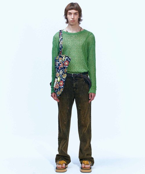 MUSINSA | ANDERSSON BELL Watton net crew neck sweater atb862m(GREEN)