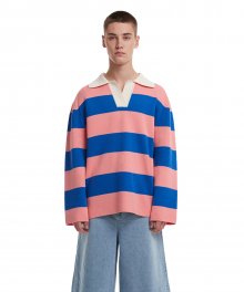 Stripe Polo Sweater_PINK/BLUE