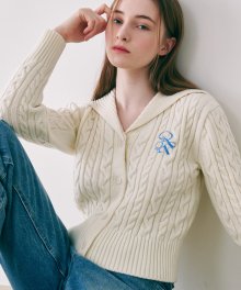 SAILOR CABLE KNIT CARDIGAN IVORY