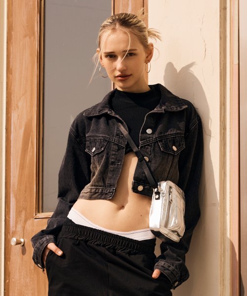 실른(SILN) Crop denim jacket (BLACK) - 138,000 | 무신사 스토어