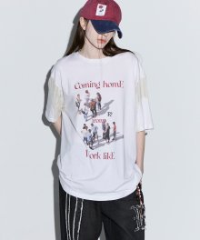 COMING HOME KNIT MIXED  T SHIRT - WH