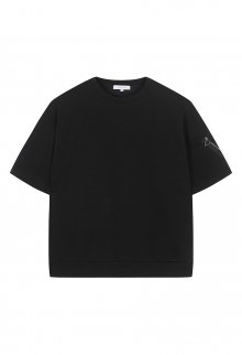 LJS41116 블랙 오버핏 텍스쳐 믹스 MA-1 티셔츠