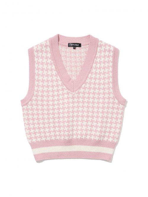 Женский кроп-жилет из жаккарда houndstooth [BABY-PINK]