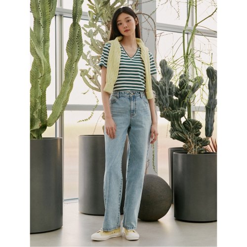 빈폴 레이디스(BEANPOLE LADIES) [Green BP] 스톤 워싱 데님 팬츠 블루 (BF3221N03P) - 159,000 | 무신사 스토어 빈폴 레이디스... 