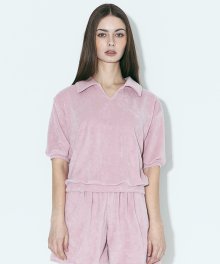 AGP 테리 폴로 하프 셔츠(W) 핑크