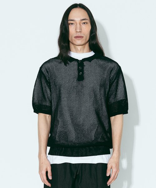 에이전트픽(agentpeek) AGP 니트 폴로 티셔츠 블랙