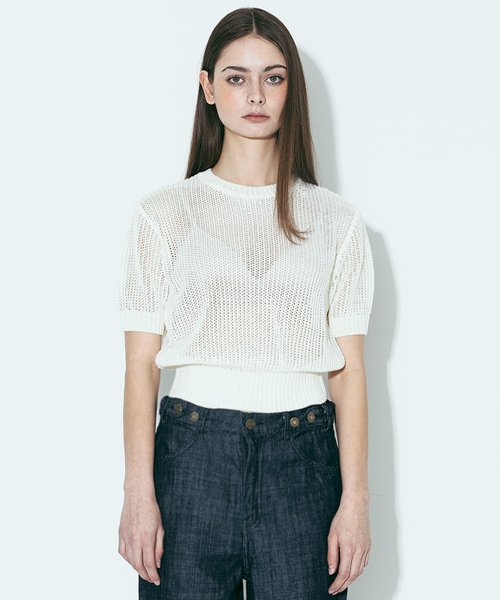 에이전트픽(agentpeek) AGP 니트 라운드 티셔츠(W) 크림