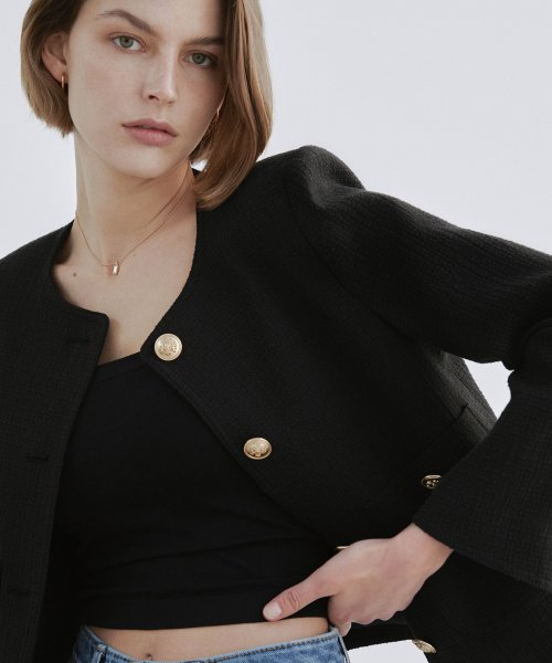 cropped tweed jacket black