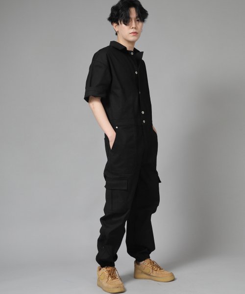 Карго-комбинезон джоггер с коротким рукавом RLCJ-515 Black