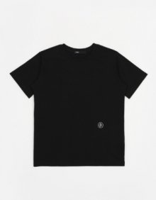 로고 자수 오버핏 티셔츠_BLACK