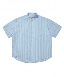 [Japan Fabric] Back Loop Short Sleeve Stripe Shirt Sky Blue