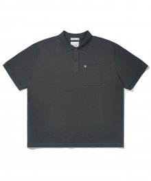 Big Fit Basic Pocket Polo Shirt Charcoal