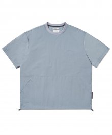 Logo Nylon Woven Pocket T-Shirt Grey
