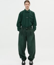 color washing denim pocket pants(green)