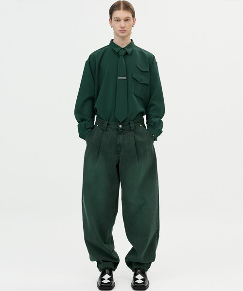 MUSINSA | ESC STUDIO color washing denim pocket pants(green)