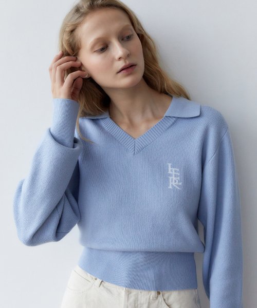 잇터(ITER) JACQUARD COLLAR V-NECK SWEATER_SKY BLUE - 77,600 | 무신사 스토어